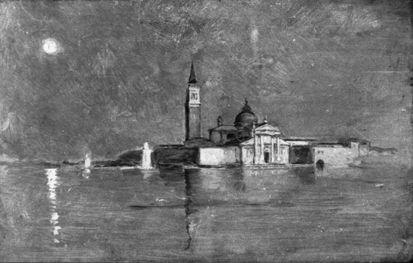 Vue de San Giorgio Maggiore à Venise, clair de lune